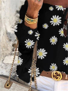 Bohemian Pastoral Casual Loose Daisy Print Top