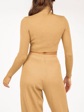 Load image into Gallery viewer, Long Sleeve Cropped Top and Loose Trousers Suit
