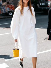 Load image into Gallery viewer, Casual Loose Solid Color Round Neck Long Sleeve Dress
