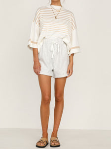 Casual Striped Top and Shorts Two-piece Set