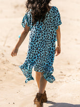 Load image into Gallery viewer, Leopard V-Neck Casual Short Sleeve Dress

