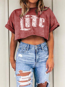 Casual Loose Letter Short Sleeve T-Shirt