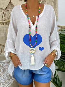 Casual Love Print Short Sleeve Suit