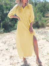 Load image into Gallery viewer, Shirt Collar Solid Color Comfortable Dress
