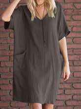 Load image into Gallery viewer, Fashionable Solid Color V-neck Dress
