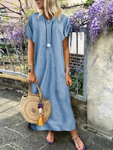 Load image into Gallery viewer, V Neck Short Sleeve Pure Plain Casual Dress
