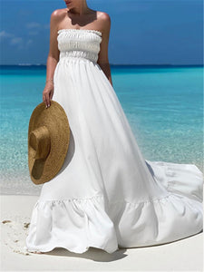 Solid Color Tube Top Big Swing Loose Dress