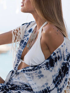 Tie-dyed V-neck High Waist Casual Dress