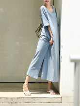 Load image into Gallery viewer, Casual  Loose Short Sleeves Fork Maxi Dress
