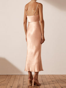 Solid Color Sling Party Evening Dress