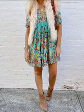 Load image into Gallery viewer, Boho Print 3/4 Sleeve Tassel Mini Dress
