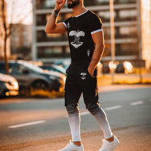 Load image into Gallery viewer, Men&#39;S Black Gradient Print T-Shirt And Pants Suit
