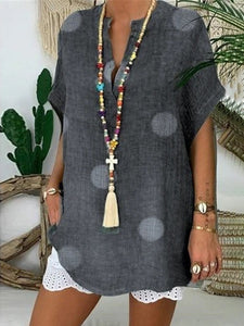 V-neck Polka Dot Short-sleeved T-shirt