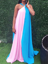 Load image into Gallery viewer, Summer Loose Halterneck Stitching Maxi Dress
