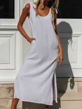 Load image into Gallery viewer, Casual Loose Solid Color Round Neck Split Dress
