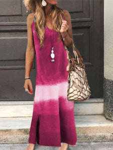 Casual Loose Gradient Tie-dye Sleeveless Maxi Dress