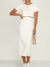 Load image into Gallery viewer, Sexy Solid Color Round Neck Short Sleeve Two-piece Suit
