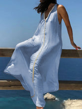 Load image into Gallery viewer, Bohemian Holiday Cotton Solid Dress
