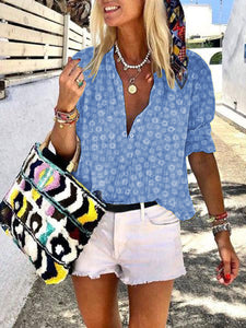 Bohemian Loose Long Sleeve Floral Shirt Top