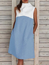 Load image into Gallery viewer, High Neck Stitching Sleeveless Mini Dress

