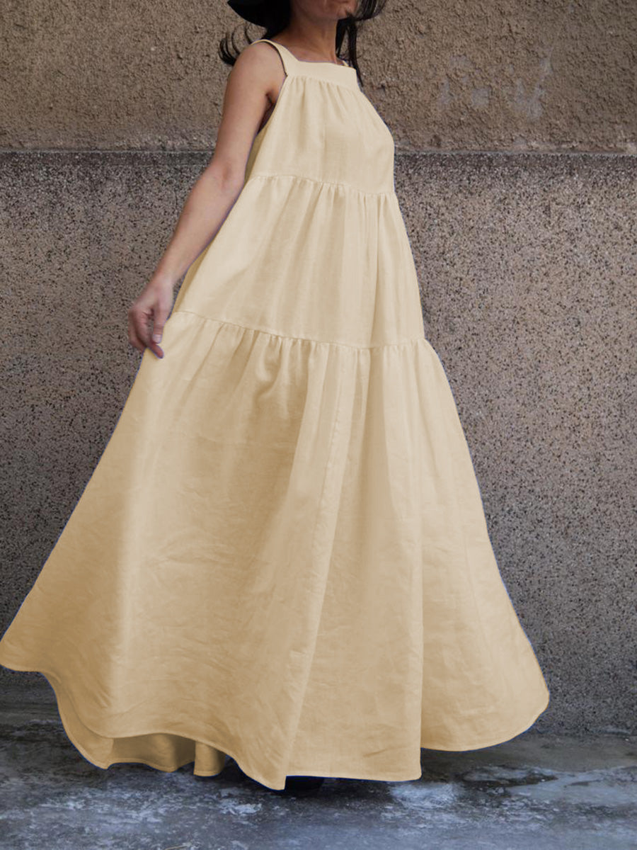 Fashionable Solid Color Hem Loose Dress