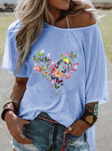 Load image into Gallery viewer, Casual Love Butterfly Holiday Short Sleeve Top
