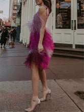 Load image into Gallery viewer, Stitching Fringed Slim Evening Mini Dress
