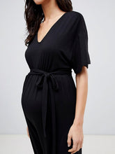 Load image into Gallery viewer, Casual Loose V-neck Short Sleeve Solid Color Pregnant Women&#39;s Jumpsuit
