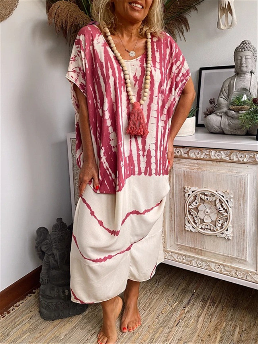 Vintage Bohemian Tie Dye Dress