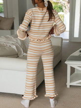 Load image into Gallery viewer, Simple Casual Loose Top Pants Striped Knitted Suit
