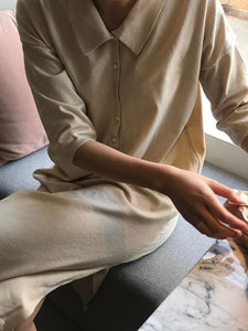 Casual Lapel Solid Color Shirt Dress