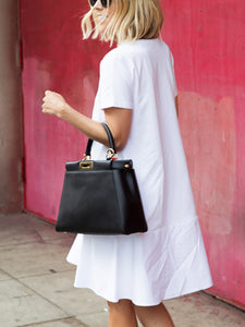 Solid Color Short Sleeve Dress