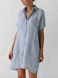 Fashion Shirt Collar Button Dress