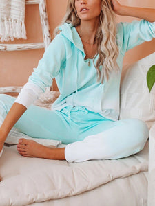 Waterfall Cotton Blend Pocketed Ombre Hoodie