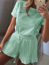 Load image into Gallery viewer, Glittering Casual Loose Short Sleeve Top Shorts Set
