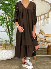 Load image into Gallery viewer, V-neck Lace Sleeve Casual Dress
