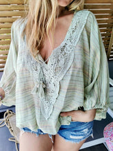 Load image into Gallery viewer, Casual Loose Lace Stitching Long Sleeve Top
