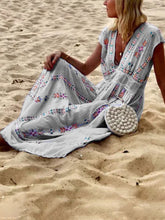 Load image into Gallery viewer, V Neck Dresses Swing Beach Cotton Dresses
