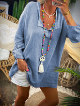Load image into Gallery viewer, Comfortable Simple Casual Loose V-Neck Long Sleeve Top
