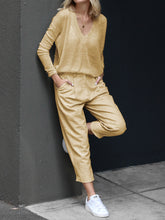 Load image into Gallery viewer, Casual and Comfortable V-neck Solid Two-piece Suit

