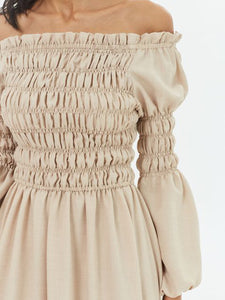 Single Collar Solid Color Elegant Dress