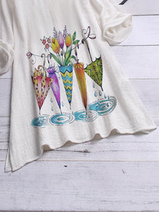 Round Neck Pastoral Shirts & Tops