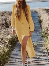 Load image into Gallery viewer, Casual Long Sleeve Button Solid Color Dress
