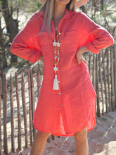 Load image into Gallery viewer, Shirt Collar Solid Color Comfortable Long Sleeve Dress
