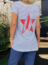 Load image into Gallery viewer, Deep V-Neck Short Sleeve Striped Print Tops Loose Pants Women&#39;S Suit
