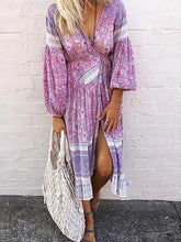 Load image into Gallery viewer, Floral Long-sleeved A-line Casual Bohemian Casual Midi Skirt
