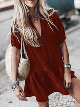 Load image into Gallery viewer, Fashionable Solid Color Short Sleeve Casual Dress
