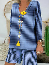 Load image into Gallery viewer, Striped V-Neck Long-Sleeved Suit
