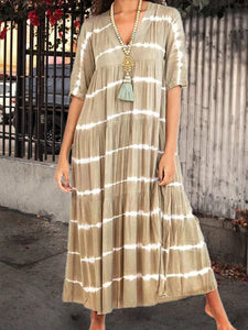 V Neck Women Printed Geometric Maxi Dresses