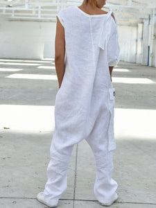 Casual Loose Round Neck Short Sleeve Jumpsuit